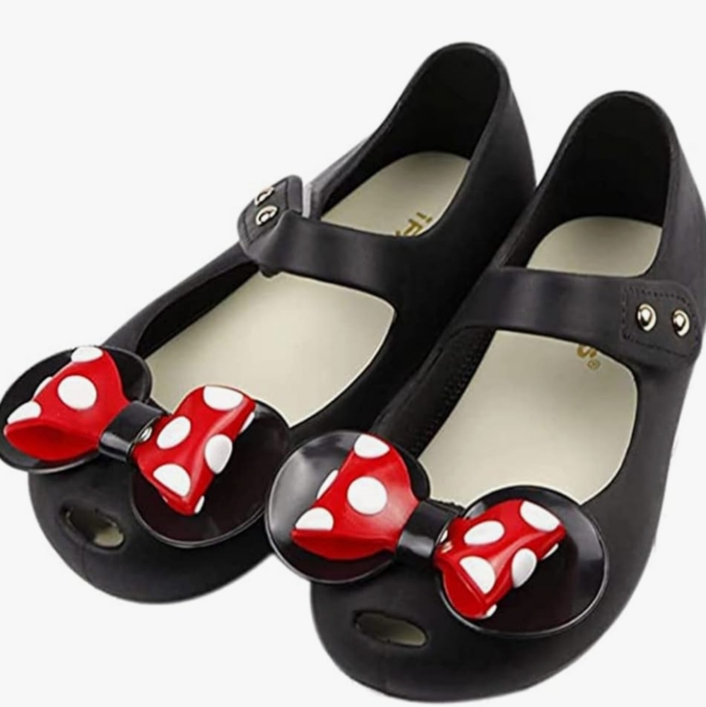 Girls Polka Dot Bow / Minnie-like Ear Mary Jane Flats